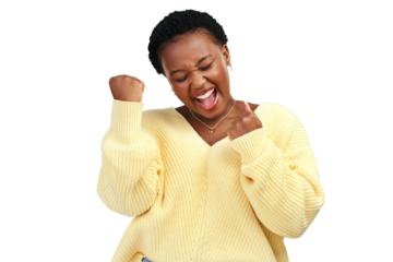 PNG shot of a young woman looking cheerful while posing.