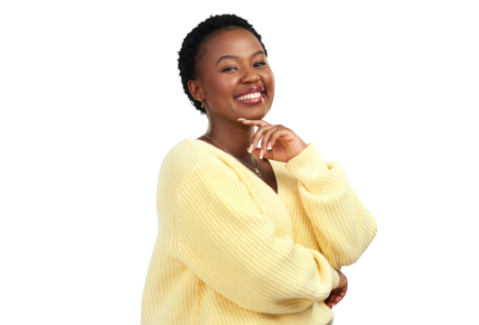 PNG close-up shot of a beautiful young woman standing.