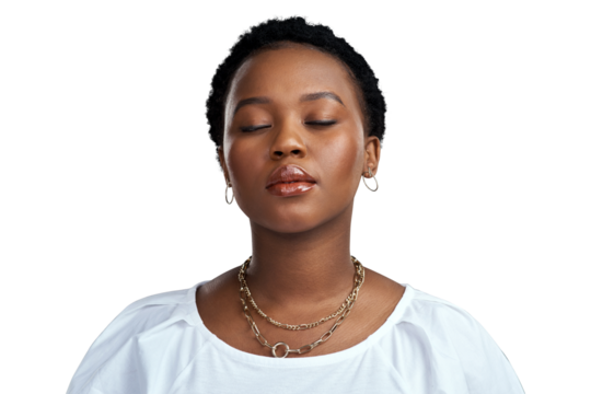 PNG shot of a beautiful young woman posing.