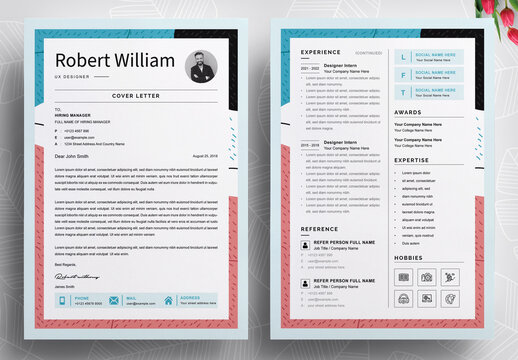 2 page Resume Template With Cover Letter