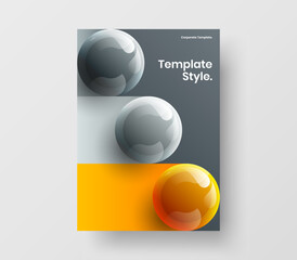 Bright company cover A4 design vector template. Abstract realistic balls corporate identity illustration.