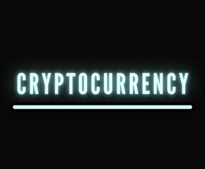 cryptocurrency neon blue text sign