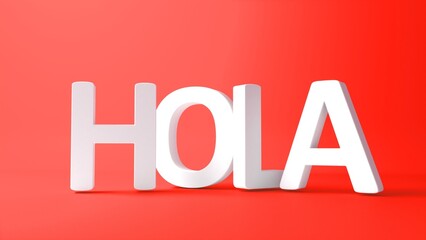 Word hola on orange background. Problem concept. Hola 3d text. 3d rendering.  © adobedesigner