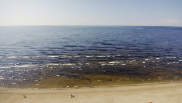 Bird's-eye view of the Gulf of Finland coast in Narva Yuesuu (Ust Narva). Narva bay. Estonia.