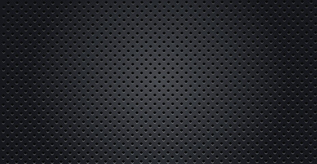 Black perforated metal background. Metal texture steel, carbon fiber background. Perforated sheet metal.