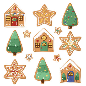 Cute Hand Drawn Gingerbread Set