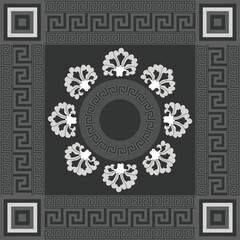 Baroque Decorative Abstract Scarf Square Design Oriental Flowers Elegant Luxury Concept Vector Artwork Trendy Fashion Colors