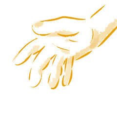 差し伸べられた手の手描きイラスト