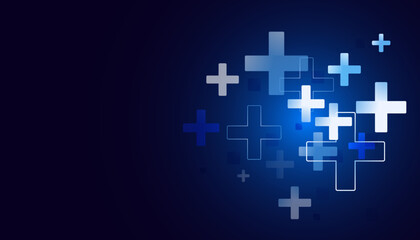 Abstract health and wellness icons, medical, medical and treatment. Modern medical invention. On a modern blue background