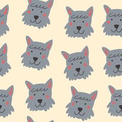 Scottish terrier pattern. Dog pattern on light background. Vector illustration