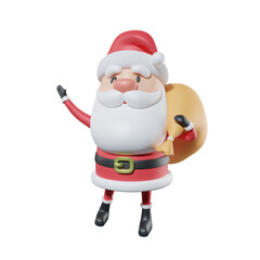 Cute santa clasus merry christmas 3d render