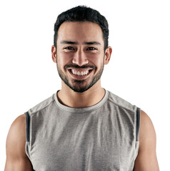 PNG studio portrait of a sporty young man posing.