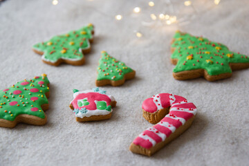 ginger christmas gingerbread on wooden background