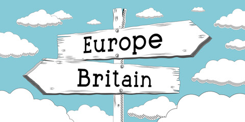 Britain, Europe - outline signpost with two arrows © PX Media