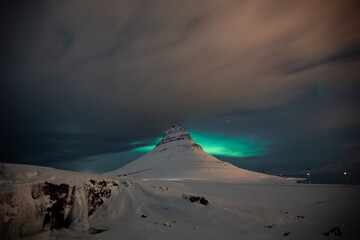  Kirkjufell, Church Mountain,Aurora borealis over amazing landscape in Iceland,Absolutely stunning and beautiful lights on the sky