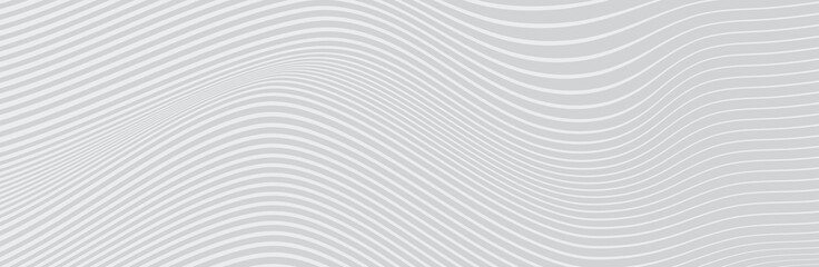 Curved wave lines pattern on white background. Wave striped lines pattern for backdrop and wallpaper template. Simple curved lines with repeat stripes texture. Striped background, vector