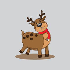 christmas reindeer with red ribbon