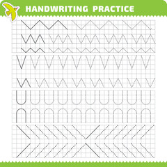 Educational practice for preschoolers with tracing lines for writing study