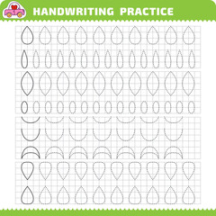 Educational practice for schoolers with tracing lines for writing study