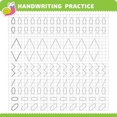 Educational practice list for prescholers with tracing objects for hand writing