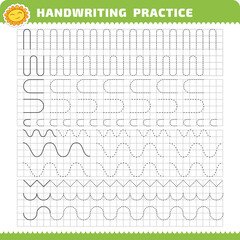Educational practice list for preschoolers with tracing lines for writing study