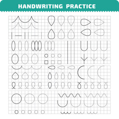 Educational practice page and tracing objects for writing study