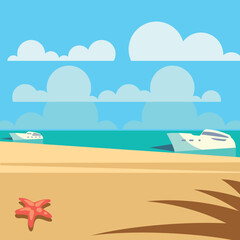 Obraz na płótnie Canvas Beach landscape. Summer sea scene. Blue ocean and hot sand