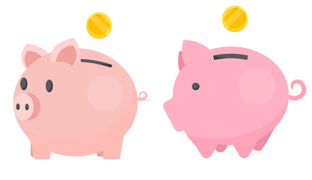 Vector image of a piggy bank in the form of a pig. A design element for a website, applications, social networks. The concept of investments, business, profit and income.