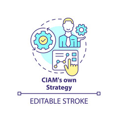 Fototapeta na wymiar CIAM strategy concept icon. Business optimization. Choose correct solution abstract idea thin line illustration. Isolated outline drawing. Editable stroke. Arial, Myriad Pro-Bold fonts used