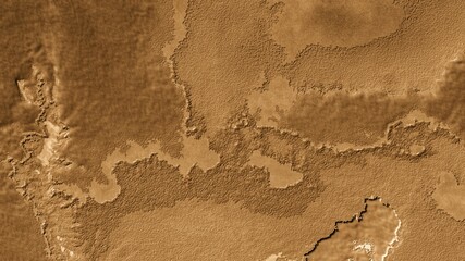 Graphic design of tectonic plates background  Continent or stream stain, beige-dark brown tone. For wallpaper, template, banner, game scene, artwork, vintage image, travel