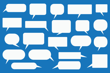 Obraz premium Set of speech bubbles. Speak bubble text, cartoon chatting box, message box. Blank empty vector white speech bubbles. Cartoon balloon word design.