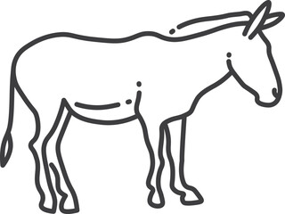 Donkey line icon. Cute farm animal silhouette