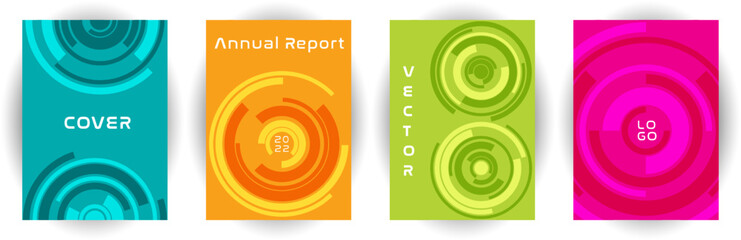 Annual report cover page layout vector collection with aim goal circle pattern concept.