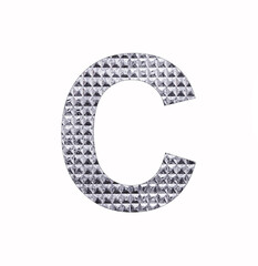 Alphabet letter C - Textured shiny silver paper