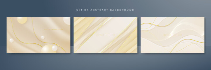 Abstract white and gold shapes background