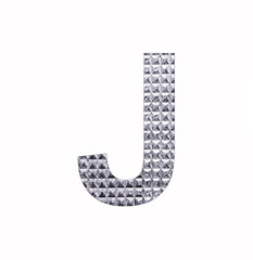 Alphabet letter J - Textured shiny silver paper