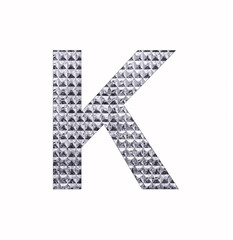 Alphabet letter K - Textured shiny silver paper