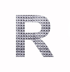 Alphabet letter R - Textured shiny silver paper