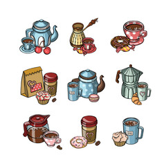 Breakfast coffee collection for cafe menu   illustration