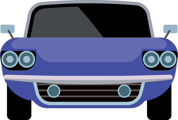 Violet vintage car icon. Transport front view