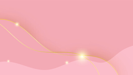 Luxury golden line background pink shades in 3d abstract style , Valentines day concept, Illustration from vector about modern template deluxe design.