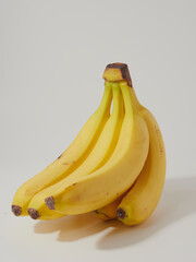 isolated cluster of bananas in close-up on a white background.