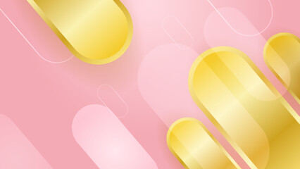 Luxury golden line background pink shades in 3d abstract style , Valentines day concept, Illustration from vector about modern template deluxe design.