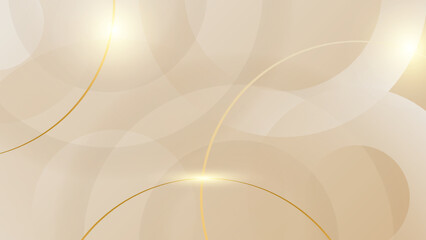 Abstract golden background with white and beige luxury glitter shapes. Golden lines luxury on cream color background. Gold elegant realistic paper cut style 3d. Vector illustration