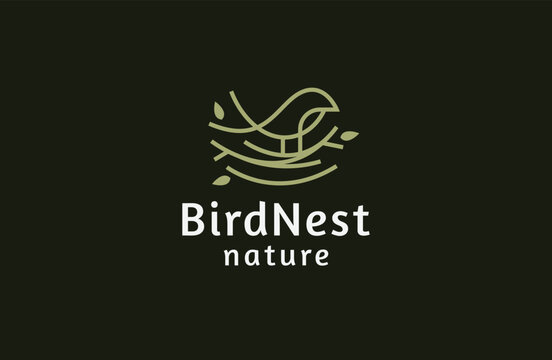 Bird nest logo icon design template flat vector
