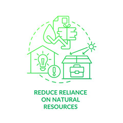 Reduce reliance on natural resources green gradient concept icon. Eco-conscious habits. Renewable sources abstract idea thin line illustration. Isolated outline drawing. Myriad Pro-Bold font used