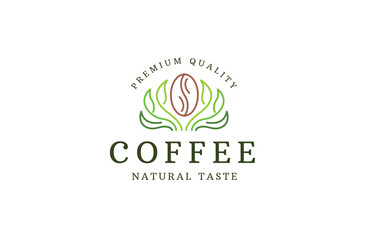 Natural coffee logo icon design template flat vector