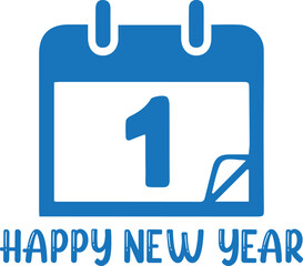 New year icon, 1st January celebration icon blue vector