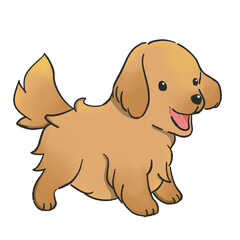 Illustration design of a hand drawn cute baby golden retriever dog cartoon style on transparent background.