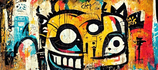 Fotobehang Portrait of a man. graffiti vibe. Generative AI © Gasipat
